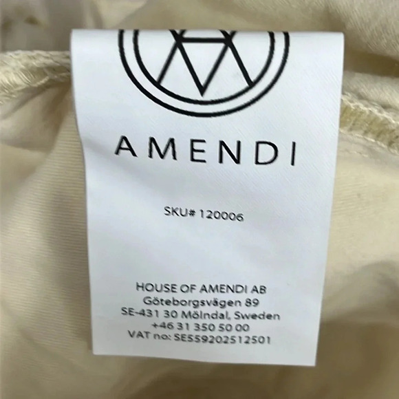 Amendi Gunnar in Light Beige Organic Cotton Pleat Front Button Fly Pants - Sz 32 - Picture 9 of 12